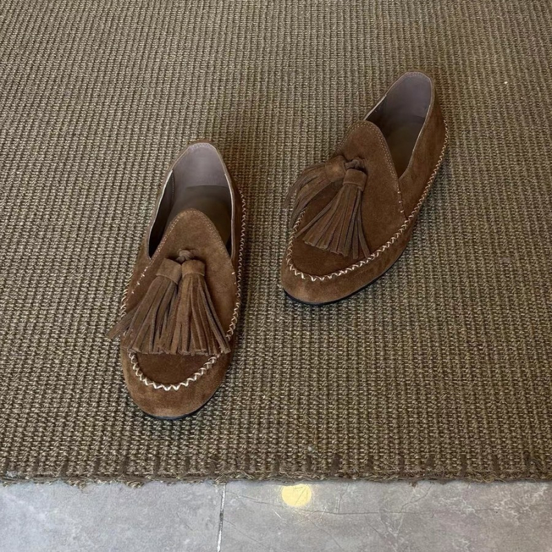 Loafers cu franjuri și broderie cu craniu, piele de vițel, slip-on, fără căptușeală, toc kitten 4–6 cm