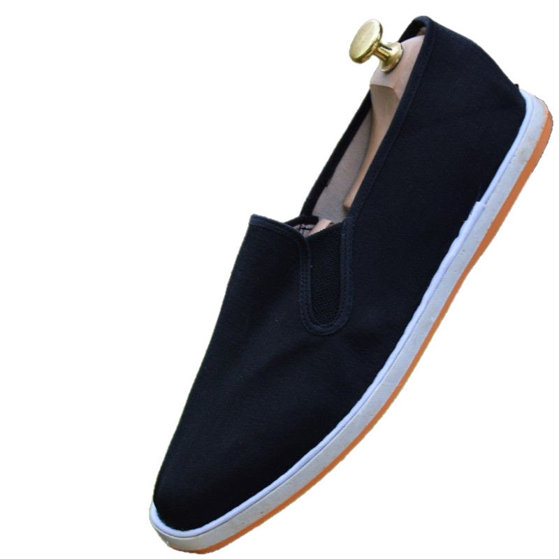 Pantofi unisex din pânză, talpă din cauciuc, talpă plată, vârf rotund, slip-on cu bandă elastică