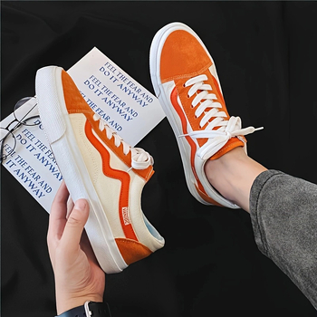 Ανδρικά καμβαδωτά sneakers, χαμηλό προφίλ, κορδόνια, καουτσούκ σόλα και μυτερή μύτη