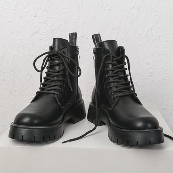 Martin odiniai auliniai bateliai - stora pada, vidutinio aukščio, raištis, fleece vooderis, šoninis užtrauktukas