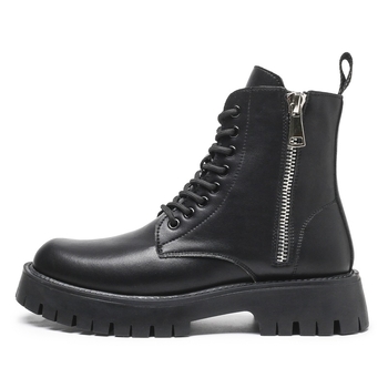 Martin odiniai auliniai bateliai - stora pada, vidutinio aukščio, raištis, fleece vooderis, šoninis užtrauktukas