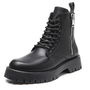 Martin odiniai auliniai bateliai - stora pada, vidutinio aukščio, raištis, fleece vooderis, šoninis užtrauktukas