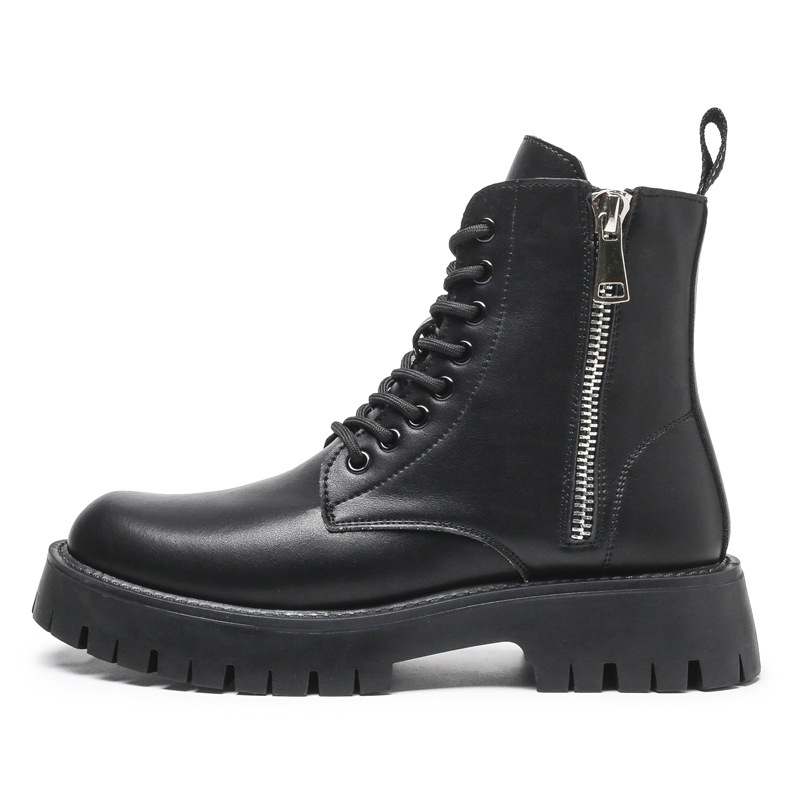 Martin odiniai auliniai bateliai - stora pada, vidutinio aukščio, raištis, fleece vooderis, šoninis užtrauktukas