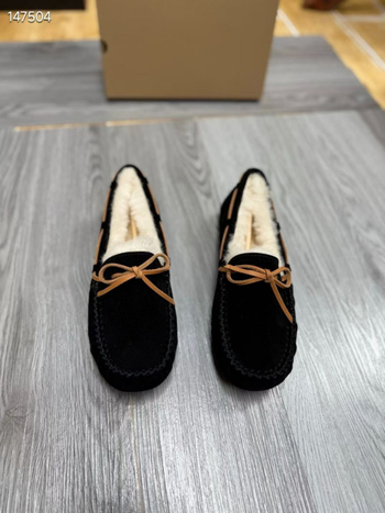 Pantofi dama din piele nubuk, căptușeală cu lână de oaie, talpă din TPR, slip-on, înălțime talpă 0–1 cm