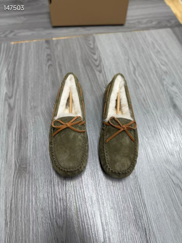 Pantofi dama din piele nubuk, căptușeală cu lână de oaie, talpă din TPR, slip-on, înălțime talpă 0–1 cm