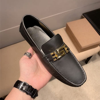 Bean Shoes Slip-on Pantofi casual din piele pentru bărbați, talpă respirabilă și moale, partea superioară din piele de vită, vârf rotund