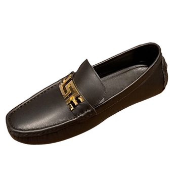 Bean Shoes Slip-on Pantofi casual din piele pentru bărbați, talpă respirabilă și moale, partea superioară din piele de vită, vârf rotund