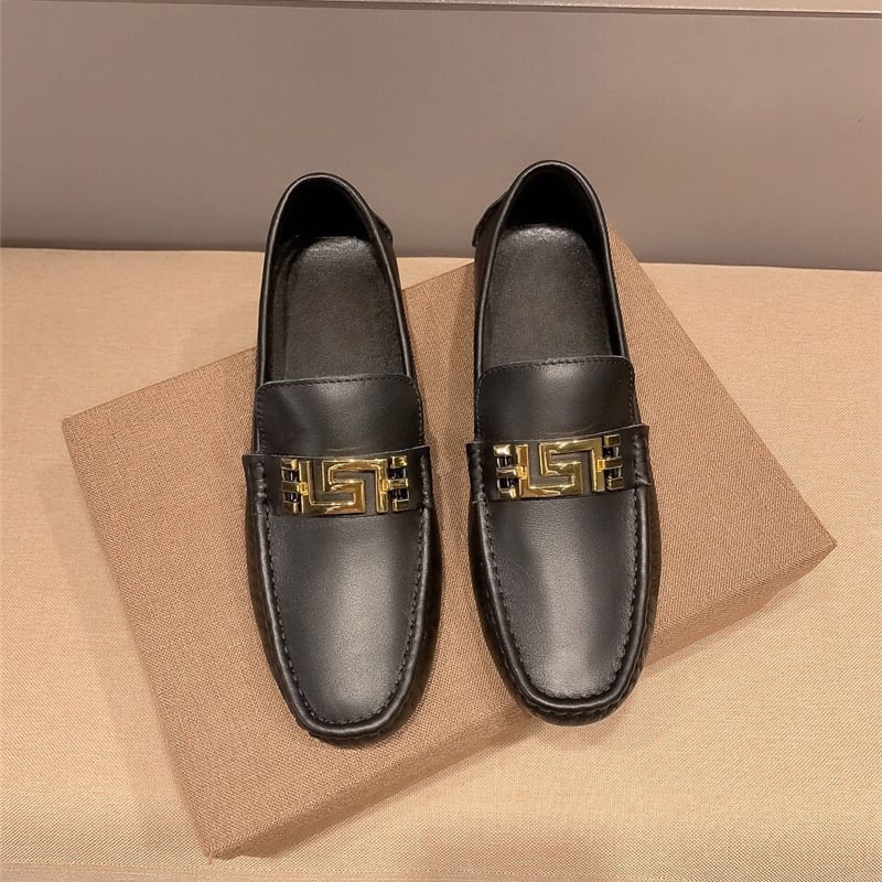 Bean Shoes Slip-on Pantofi casual din piele pentru bărbați, talpă respirabilă și moale, partea superioară din piele de vită, vârf rotund