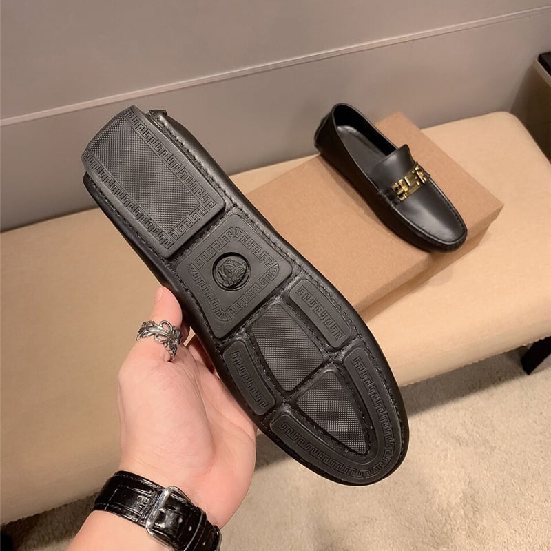 Bean Shoes Slip-on Pantofi casual din piele pentru bărbați, talpă respirabilă și moale, partea superioară din piele de vită, vârf rotund