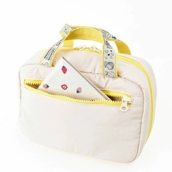 Козметична чанта с дизайн на японски стил карикатурно кученце, изработена от измит плат, многофункционална за козметика, тоалетни принадлежности и кабели