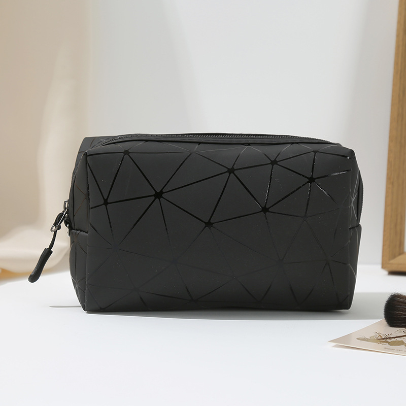 PU kožna kozmetička torbica s geometrijskim uzorkom, vodootporna, unisex, podstava: poliester (Materijal: PU koža; Uzorak: Geometrijski; Podstava: Poliester; Funkcija: Vodootpornost; Spol: Unisex)