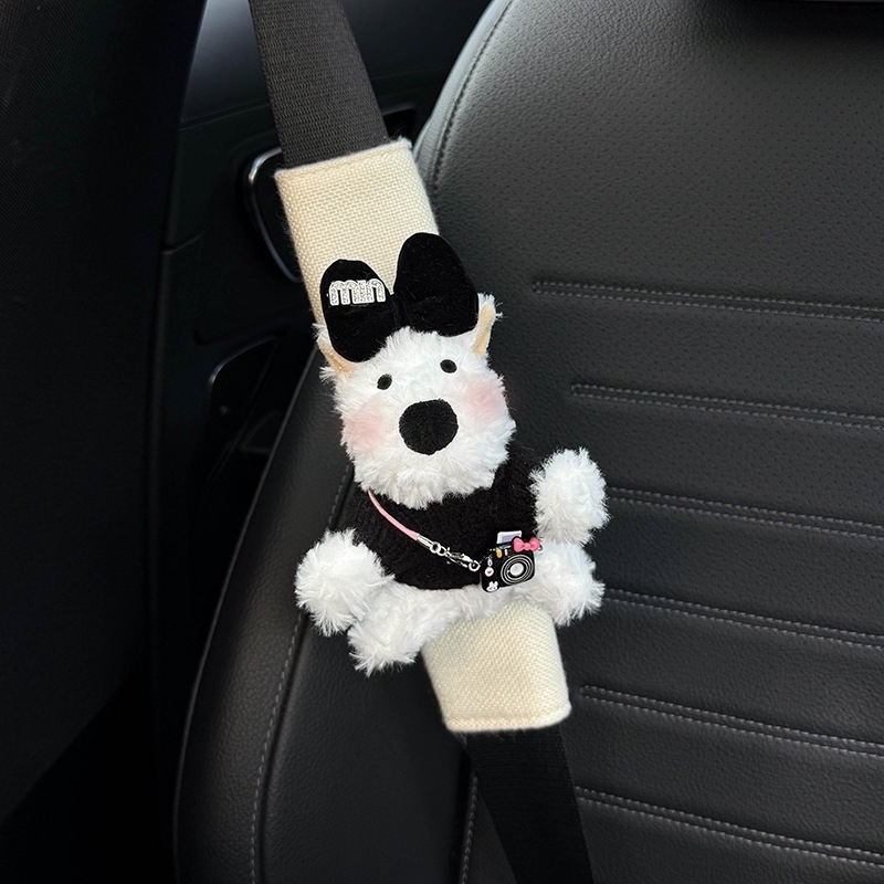 Pernele pentru umărul curelei auto – design West Highland drăguț, accesorii interioare pentru mașină, decorare a centurii, protecție împotriva coliziunilor (Brand: Shuai Hao, Greutate: 0,3 kg)
