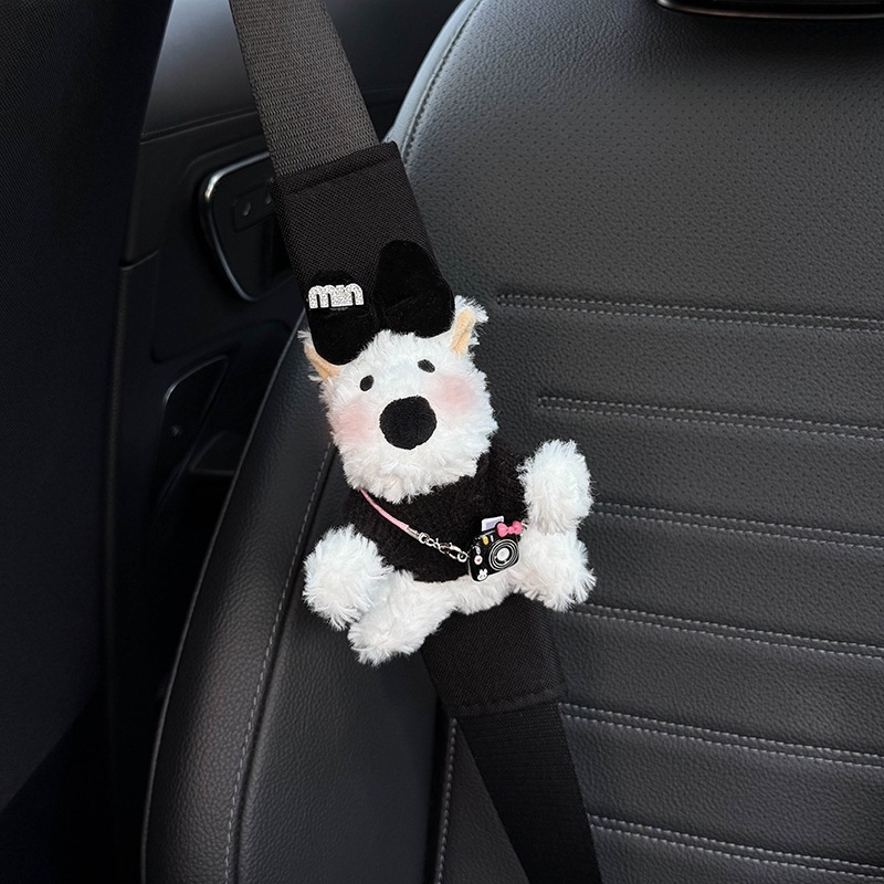 Pernele pentru umărul curelei auto – design West Highland drăguț, accesorii interioare pentru mașină, decorare a centurii, protecție împotriva coliziunilor (Brand: Shuai Hao, Greutate: 0,3 kg)