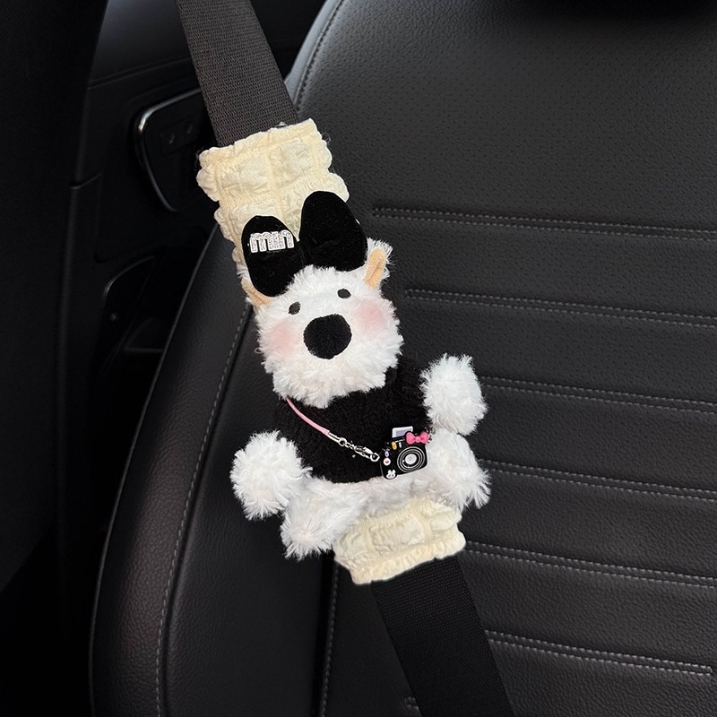 Pernele pentru umărul curelei auto – design West Highland drăguț, accesorii interioare pentru mașină, decorare a centurii, protecție împotriva coliziunilor (Brand: Shuai Hao, Greutate: 0,3 kg)