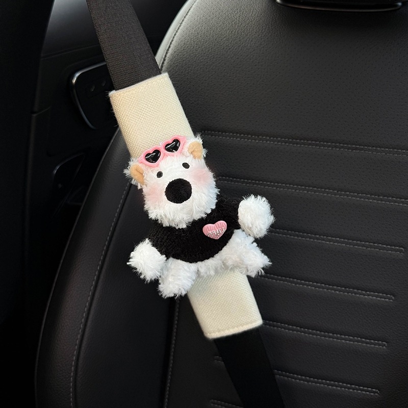 Pernele pentru umărul curelei auto – design West Highland drăguț, accesorii interioare pentru mașină, decorare a centurii, protecție împotriva coliziunilor (Brand: Shuai Hao, Greutate: 0,3 kg)