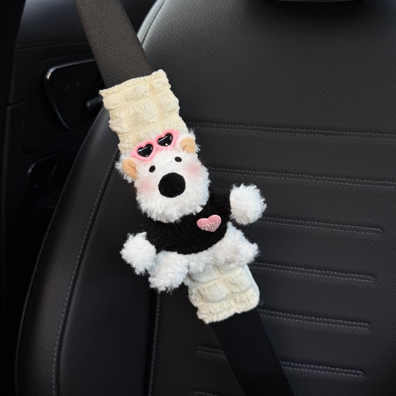 Pernele pentru umărul curelei auto – design West Highland drăguț, accesorii interioare pentru mașină, decorare a centurii, protecție împotriva coliziunilor (Brand: Shuai Hao, Greutate: 0,3 kg)