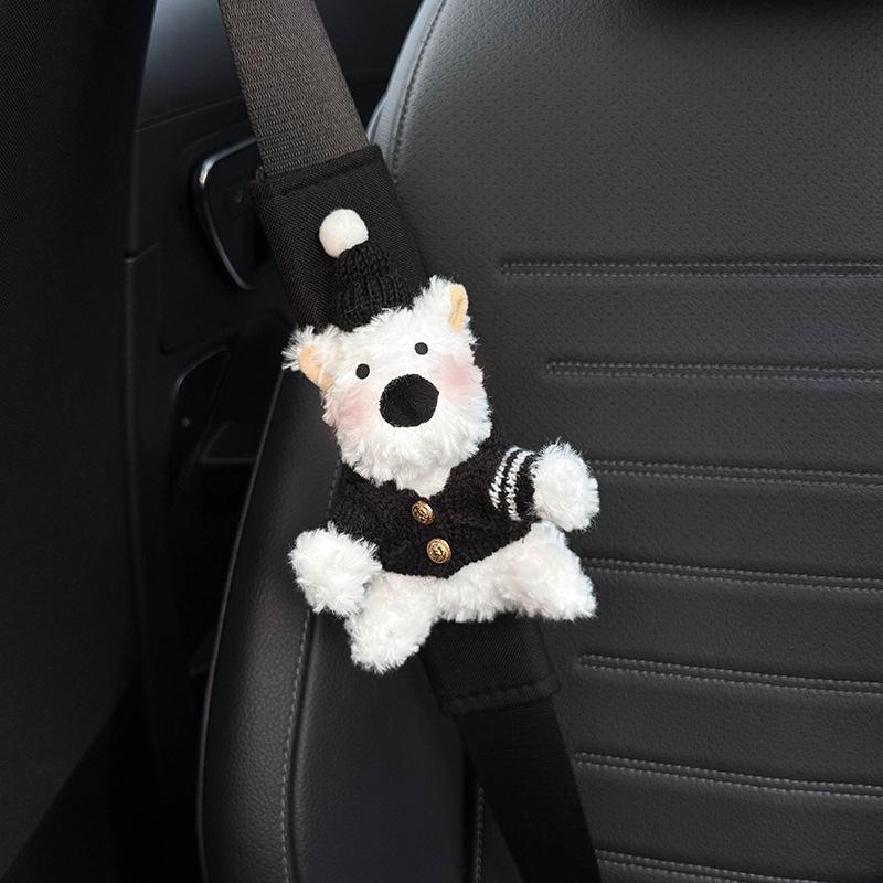 Pernele pentru umărul curelei auto – design West Highland drăguț, accesorii interioare pentru mașină, decorare a centurii, protecție împotriva coliziunilor (Brand: Shuai Hao, Greutate: 0,3 kg)