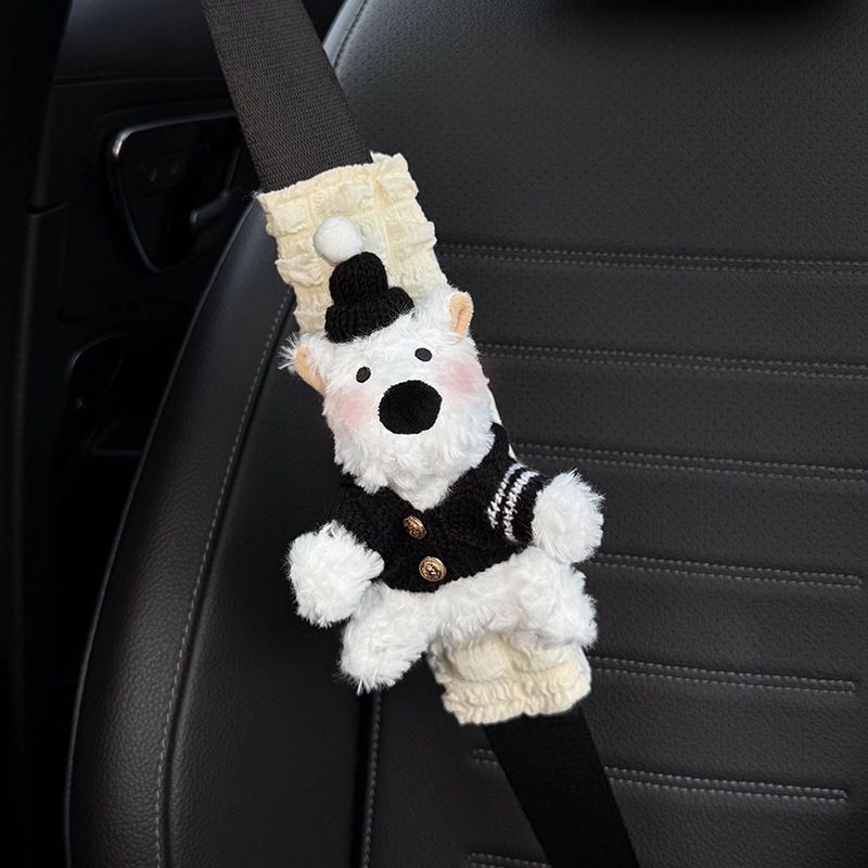 Pernele pentru umărul curelei auto – design West Highland drăguț, accesorii interioare pentru mașină, decorare a centurii, protecție împotriva coliziunilor (Brand: Shuai Hao, Greutate: 0,3 kg)