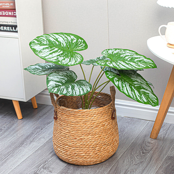 Саксия за цветя от ратан, плетена кошница за цветя, подова поставка, скандинавски минималистичен стил, домашно градинарство