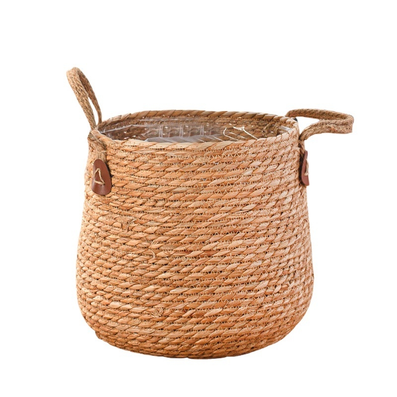 Саксия за цветя от ратан, плетена кошница за цветя, подова поставка, скандинавски минималистичен стил, домашно градинарство