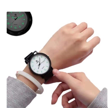 Ceas cu cuarț luminos pentru elevi, carcasă din plastic, curea PVC, cataramă cu știft