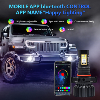 LED RGB svjetlo za maglu za automobil, 360°, 60W, 9-36V, 5000-6000 lm, 6000K, kompatibilno s 9005/9006/H8/H9/H11/H13