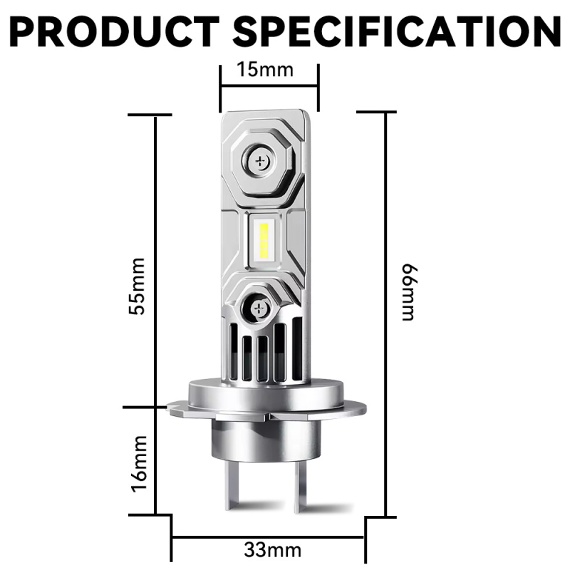 H7 integrirani LED prednji svjetlosni sklop za auto i motor, visoki i niski snop, univerzalni model, 12–24V, 50W, 10000 lm, IP68, avionski aluminij
