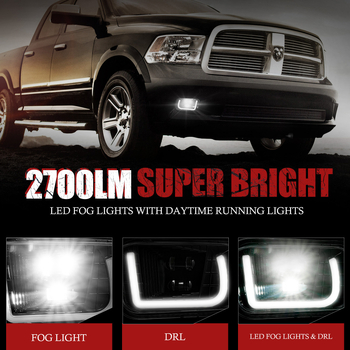 LED фар за мъгла отпред с дневни светлини за Dodge Ram 1500 (2009–2012), модел HD-FT-RAM-LED1 × 2, DC 10.5–16V