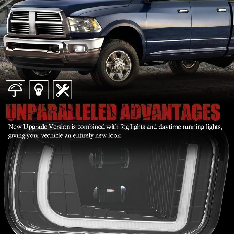 LED фар за мъгла отпред с дневни светлини за Dodge Ram 1500 (2009–2012), модел HD-FT-RAM-LED1 × 2, DC 10.5–16V