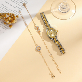 Ceas de damă cu cuarț, cadran rotund, model S02040, mișcare Pearl, carcasă și curea din aliaj