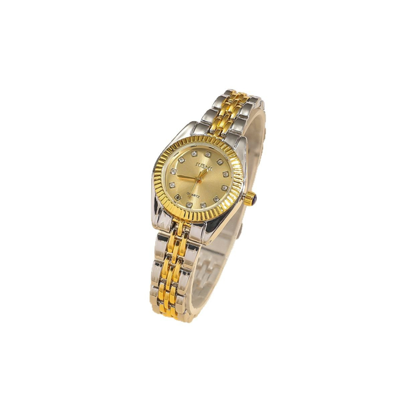 Ceas de damă cu cuarț, cadran rotund, model S02040, mișcare Pearl, carcasă și curea din aliaj