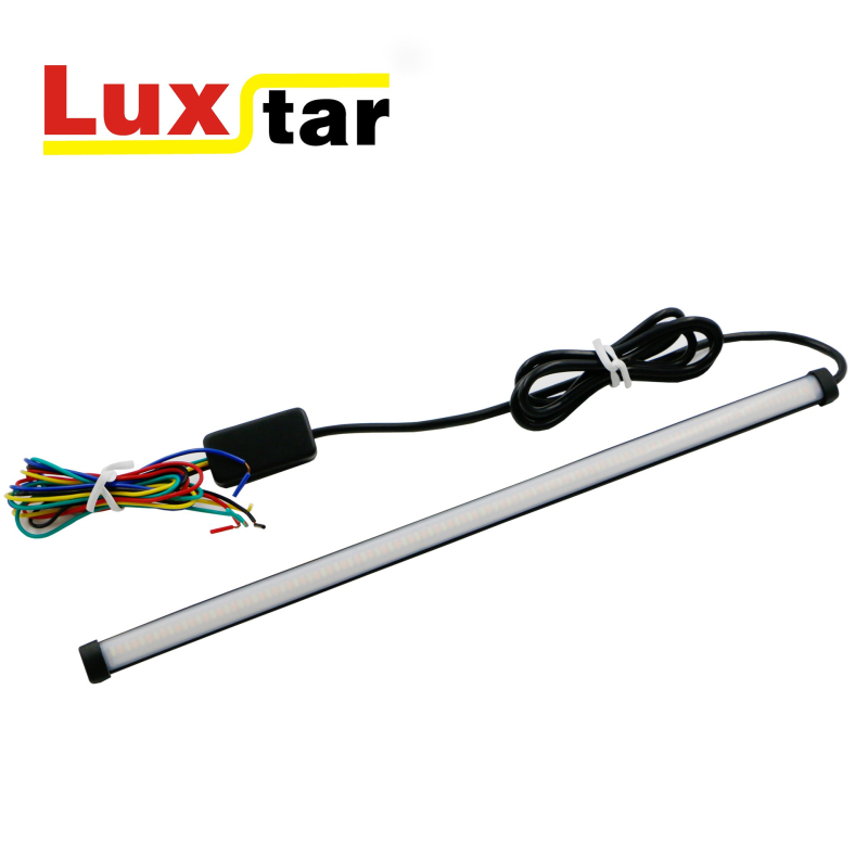 Автомобилен LED DRL лента за дневно осветление и сигнали за завиване, двуцветна с жълта светлина, ляво/дясно водещо осветление, LED 3014, 12V, 30W, живот 20000 ч