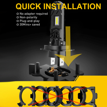 Автомобилен LED фар H7 Plug-In 1:1 всичко-в-едно мини за монтаж без повреди (30W/пара, 12V, 10000LM, CSP, IP67)