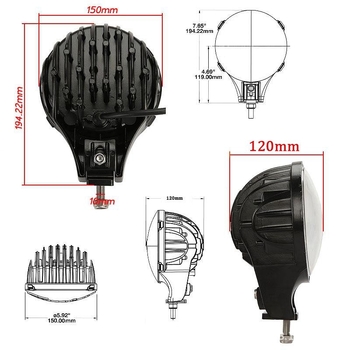 X-Type Wrangler spot svjetlo za off-road vozila — 60W LED, 6000LM, IP68, 12–24V, kućište od avionskog aluminija