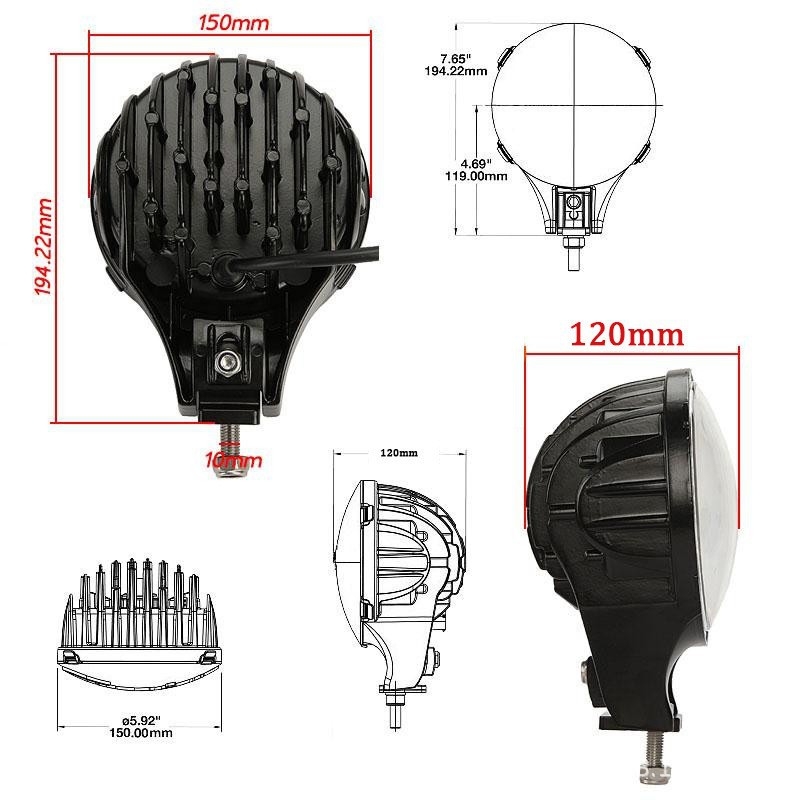 X-Type Wrangler spot svjetlo za off-road vozila — 60W LED, 6000LM, IP68, 12–24V, kućište od avionskog aluminija