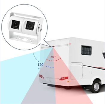 Dvostruka kamera za vožnju unatrag za vozila, podesiv kut 90–120°, 12V, rezolucija 2MP/1.3MP, CVBS/AHD, aluminijsko kućište, HD noćni vid, universalno za RV-ove, kamione i autobuse