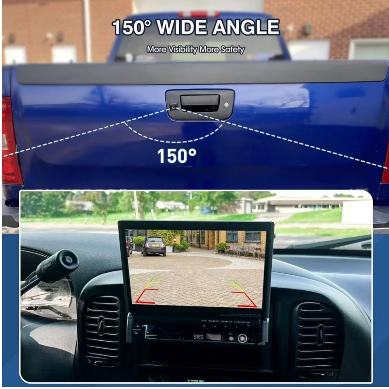 Mayballer stražnja kamera za Chevrolet Silverado i GMC Sierra, HD 1280x720, 12V, kut gledanja 135°, CVBS video signal, ABS kućište, plastika+staklo