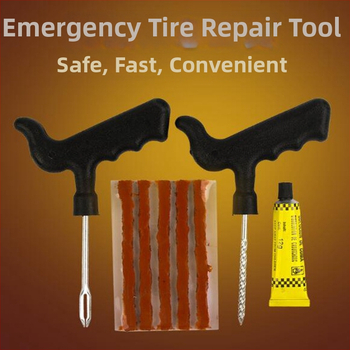 Autókhoz, motorkerékpárokhoz és elektromos járművekhez készült gumijavító szerszámkészlet; vas + műanyag kivitel; testreszabási lehetőség; működési hőmérséklet: 40°C; Csomagolás: Nagy gumijavító eszköz-készlet