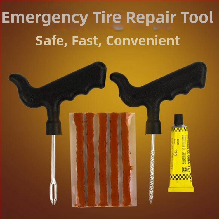 Autókhoz, motorkerékpárokhoz és elektromos járművekhez készült gumijavító szerszámkészlet; vas + műanyag kivitel; testreszabási lehetőség; működési hőmérséklet: 40°C; Csomagolás: Nagy gumijavító eszköz-készlet