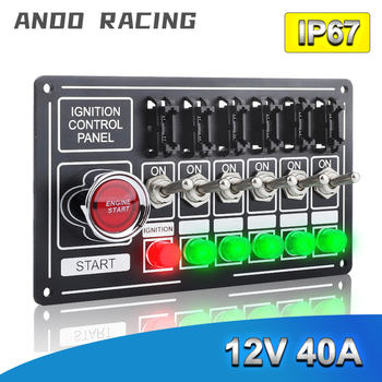 CNSPEED Πάνελ διακοπτών εκκίνησης κινητήρα, 6 θέσεων, με ενδεικτικό φως και ασφάλεια, μοντέλο Yc 101742 bk