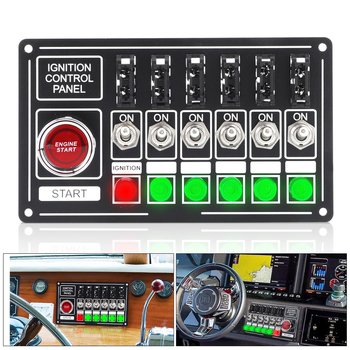 CNSPEED Πάνελ διακοπτών εκκίνησης κινητήρα, 6 θέσεων, με ενδεικτικό φως και ασφάλεια, μοντέλο Yc 101742 bk