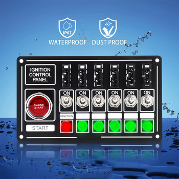CNSPEED Πάνελ διακοπτών εκκίνησης κινητήρα, 6 θέσεων, με ενδεικτικό φως και ασφάλεια, μοντέλο Yc 101742 bk