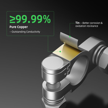 Συνδετήρες μπαταρίας από χαλτό με επικάλυψη κασσίτερου, ανθεκτικοί στη διάβρωση, υψηλή αγωγιμότητα, μοντέλο D-007, για αυτοκίνητα, θαλάσσιες εφαρμογές και φωτοβολταϊκά συστήματα