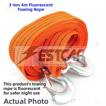Autó vontató kötél nagy horoggal (BOASE, 3 t teherbírás, polipropilén sík kötél)