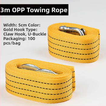 Autó vontató kötél nagy horoggal (BOASE, 3 t teherbírás, polipropilén sík kötél)