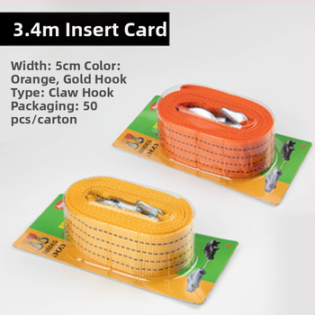 Autó vontató kötél nagy horoggal (BOASE, 3 t teherbírás, polipropilén sík kötél)