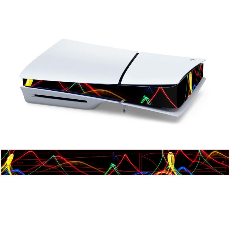 PS5 Slim zaštitni film s bočnim i središnjim naljepnicama, PVC film 0,2 mm, prilagođeno prema crtama