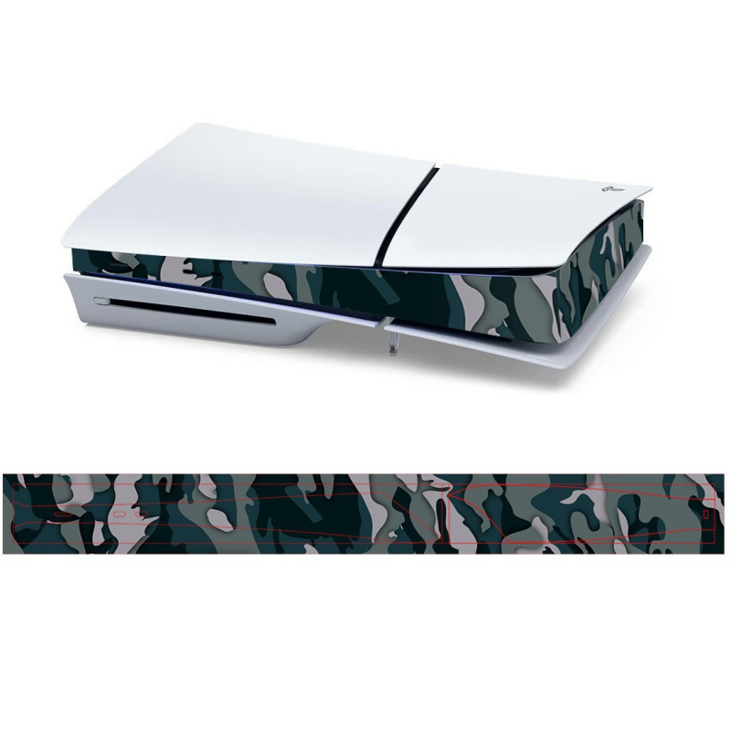 PS5 Slim zaštitni film s bočnim i središnjim naljepnicama, PVC film 0,2 mm, prilagođeno prema crtama