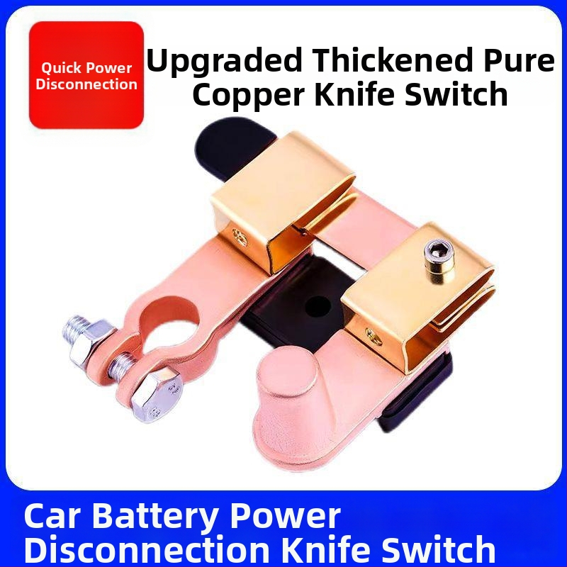 Brass Knife Switch auto akumulatoram, negatīvais pols, 12V/24V, akumulatora termināls, universāls automašīnām un kravas automašīnām