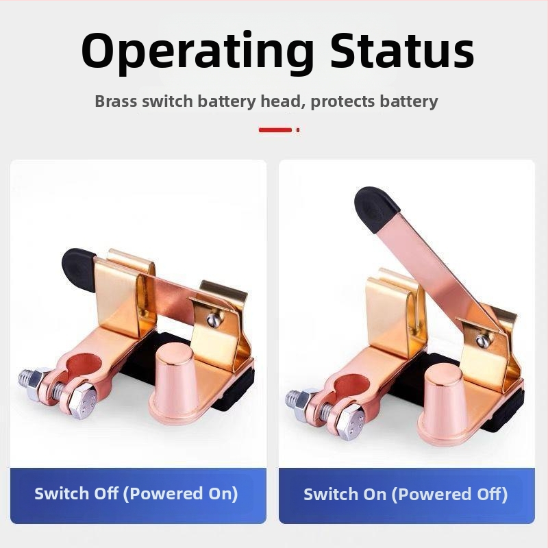 Brass Knife Switch auto akumulatoram, negatīvais pols, 12V/24V, akumulatora termināls, universāls automašīnām un kravas automašīnām